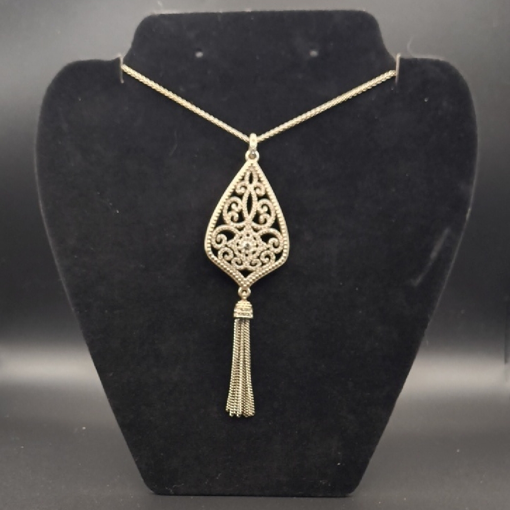 Brighton Illumina Tassel Convertible Reversible Necklace Silver Swarovski Crysta